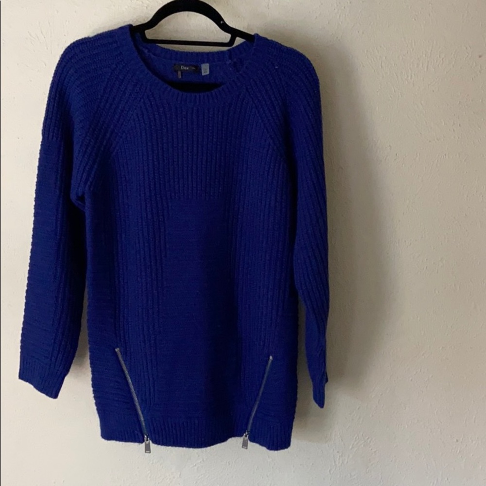 Blue long line sweater